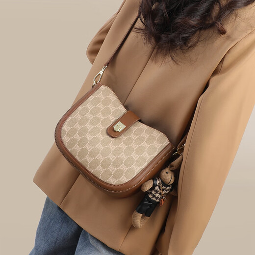 Viney's new bag women's bag light luxury crossbody bag high-end shoulder bag birthday gift for girlfriend and wife [brown] practical underarm bag fashion brand versatile casual niche fashion saddle bag