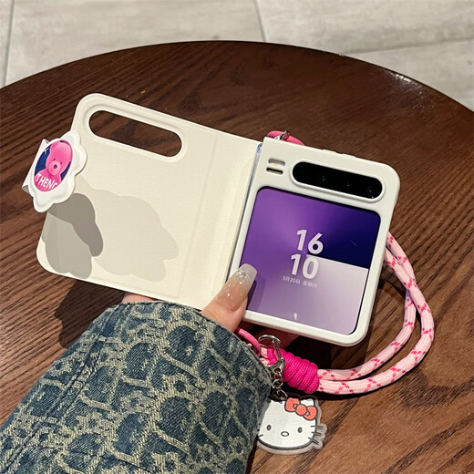 Baiyu eignet sich für Huawei Pura x Mobiltelefonhülle Neue KT-Katzen-Pendellder-Lederarmband Flip Leder Hülle Pura X Collector-Version Weitfaltungsbildschirm Anti-Fall-Fall Full Cover Schutzhülle Ultra-dünner Frauen Pink Kt Katze + Anhänger Armband Purax Collector's Version