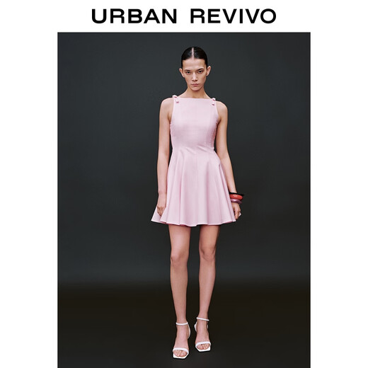 
UR2025 summer new women's bow tie waist-closed ultra-short sleeveless dress UWG750167 light pink XL