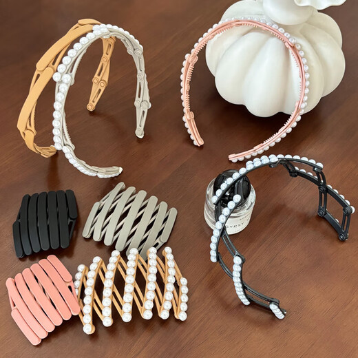 Folding headband for women 2025 new portable face wash retractable headband for travel anti-slip hair broken hair gift 6# basic style - coffee color