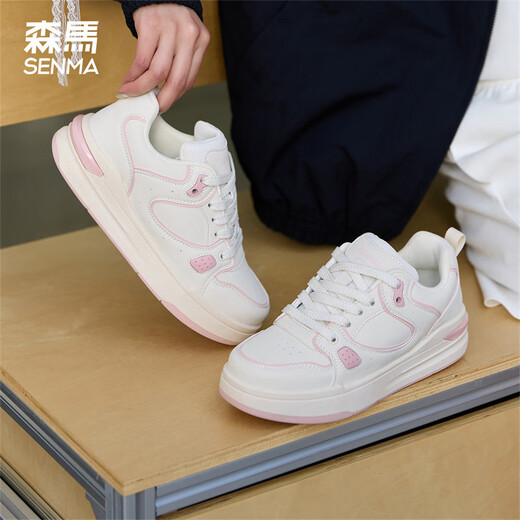 森馬女鞋板鞋2025秋季新款轻便小白鞋运动休闲百搭鞋子女厚底增高森马 粉色（A款） 37
