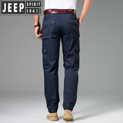JEEP SPIRIT吉普军绿色工装裤男夏季薄款宽松多口袋直筒高端休闲裤子春秋新款 SG-J9922灰色【纯  棉】 薄款 32 【腰围2尺5】