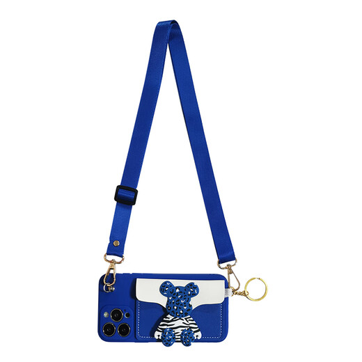 Fupu convient au Huawei P70 Mobile Phone Case Mate30 Crossbody 60pro Coin Wallet Nova1314 Brand Trendy P40 Volent Klein Blue Violent Bear Card Bag + Crossbody Huawei Autres modèles