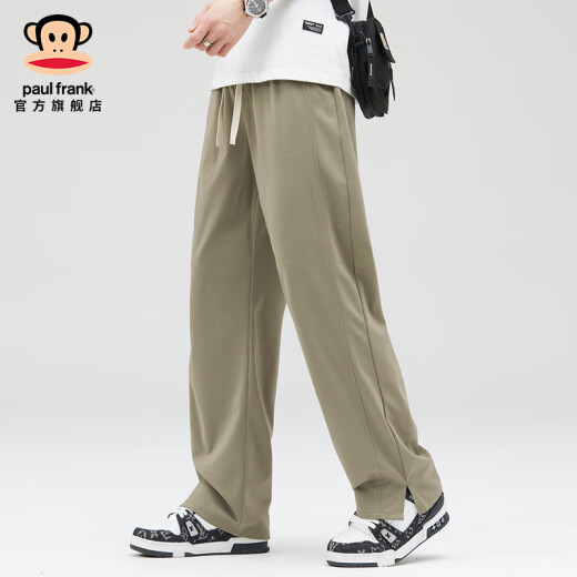大嘴猴（paul frank）美式潮牌冰丝男士休闲裤夏季薄款速干凉感宽松垂感男装阔腿长裤子 卡其色6628【官方正品】 L 【建议125-145斤】