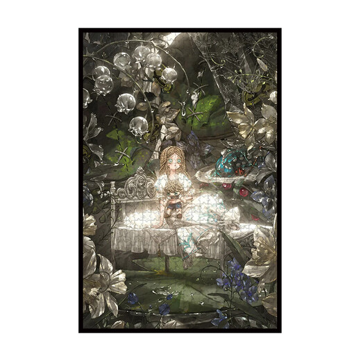 Identity Fifth Memories Little Girl Puzzle 1000 Pieces Wooden Framed Adult Version Handmade Diy Assembly Decorative Painting 28x23 cm (Disassembled with black photo frame) 120 Pieces A10975-Little Girl