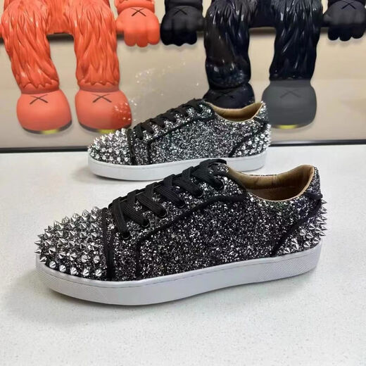 Europäische Stationschuhe Herren Herbst New CL Rivet Red Sohle Schuhe Vielseitige und modische Gelegenheitsstudentin Jugendschuhe 9913 Weiß (Lederoberfläche) 38