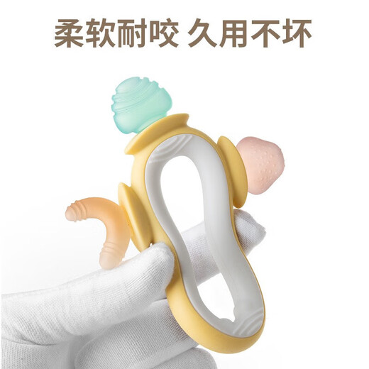 Baby silicone ring-shaped molar stick bite gum small month old baby anti-eating hand training hand grasp oral teething gum blue