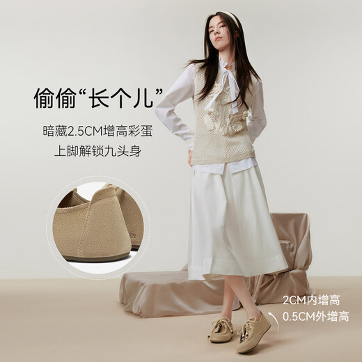 
Basil 25 Autumn Birken Shoes Retro Casual Flat Heel Women's Singles Shoes B9732CM5 Apricot Color 37