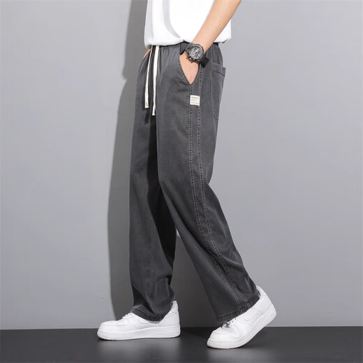 Pierre cardin Tiansi Jeans Men's 2025 New Summer Thin Brand Straight Loose Ice Wire Wide Legs Casual Long Pants 1048 Gray Upgraded Tensi Summer M Recommended 90-115Jin [Jin equals 0.5 kg]