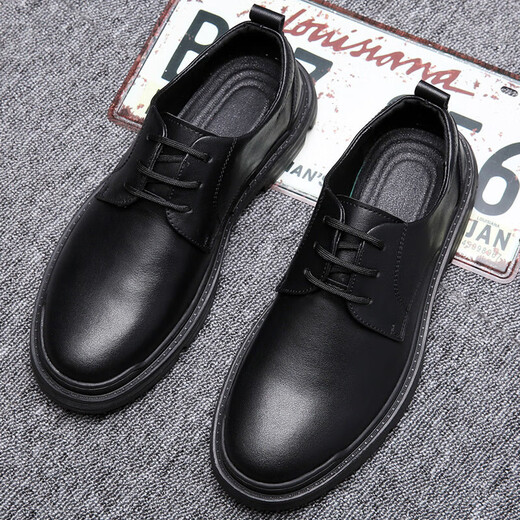 KUCLUT 2025 autumn and winter leather shoes men casual British Martin boots men real I leather Korean style trendy work shoes low top men's shoes 100 brown 9922 44