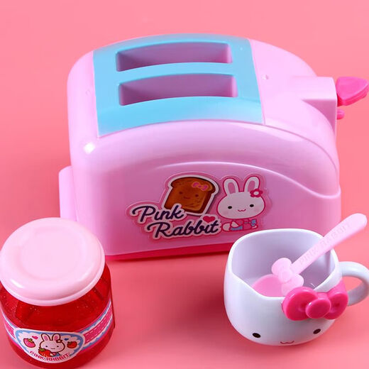 
Pink rabbit children's kitchen toys girls cooking simulation bread machine baby play house boy pizza set Pink YY17081-mini toaster collection