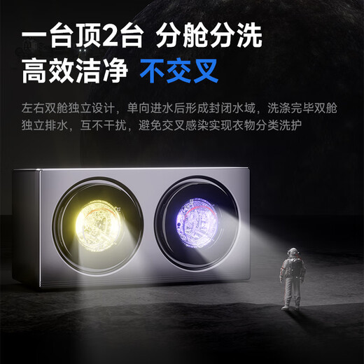 KANGYAN wall-mounted double-barrel drum underwear fully automatic washing machine baby small double-compartment washing machine washing and drying mini special socks washing lazy artifact three barrels random combination Starry sky gray wall-mounted model fully automatic washing and drying | pasteurization | stainless steel liner