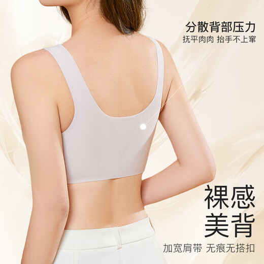Cat Man (MiiOW) mother underwear women's front open button bra gathered with breasts, beautiful back soft support lace traceless summer thin bra QT8016 lilac L (recommended weight 47kg-56kg)