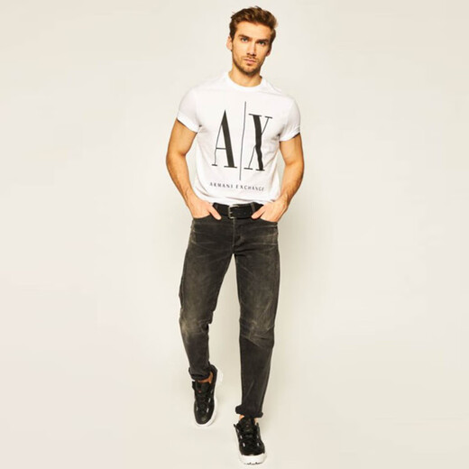 Emporio Armani Exchange Ax Armani Herren-Casual Letter Short Sleeve T-Shirt 8NZTPA ZJH4Z RED 1463 2XL (Inlandslager)