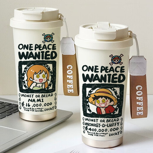 Chengliu One Piece Thermos Cup Surrounded by Luffy Men's Zoro Student Water Cup Small Portable Ceramic Inner Coffee Cup 316 Inner Coffee Cup 530ML-HA1585