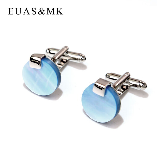 
EUAS/MK Korea black and white color shell splicing French cufflinks men and women sleeve nails trendy and versatile creative blue round shell XK235
