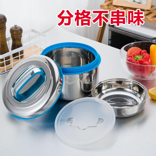 Zhewe Edelstahl 2-layer-Isolierung Lunchbox Großkapazität Isolierung Eimer Handheldsuppenschaufel Erwachsener Reisschaufel Suppe SN4877 2,5 l gelb (201 Material)