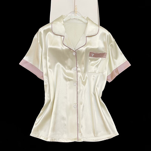 
Yu Zhaolin (YUZHAOLIN) 2024 new ice silk pajamas for women short-sleeved summer thin silk for outdoor wearable home clothing suit spring and summer light yellow #YX-9214 2XL [131-145]Jin[Jin equals 0.5 kg]