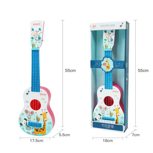 Evie Toy Instrument ukulélé petit instrument de jouets de guitare pour enfants peut jouer à des garçons et à des enfants dessin animé ukulélé bleu