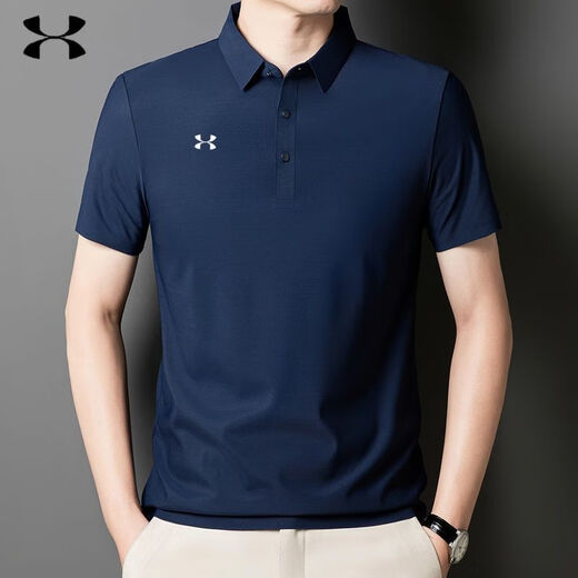 Under Armour UA Summer Summer Silk Camiseta sin trazada de seda Polo de secado rápido para hombres Camiseta de solapa suelta de la solapa suelta Top Half Hidden Green [12358] Polo de seda de seda de hielo Camisa de racimo M PESO RECOMENDADO 90-115 Jin [Jin iguala 0.5 kg]