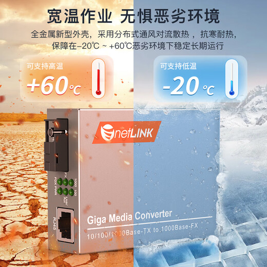 netLINK HTB-GS-03/AB Gigabit single-mode single-fiber fiber optic transceiver Lightning protection and surge-proof photoelectric converter 0-2.5 km SC interface One pair

