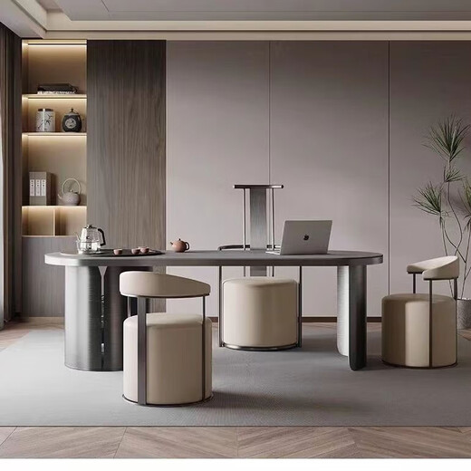 
Light luxury modern household living room large round stool backrest negotiation bedroom table and chair high-end tea table stool chair dressing stool [Original] cat claw skin - carbon steel