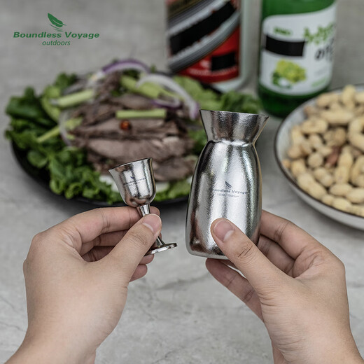 Biwei pure titanium liquor dispenser Chinese style household high-end wine glass decanter gift box set wine bottle Ti3266D wine bottle + 2 wine glasses