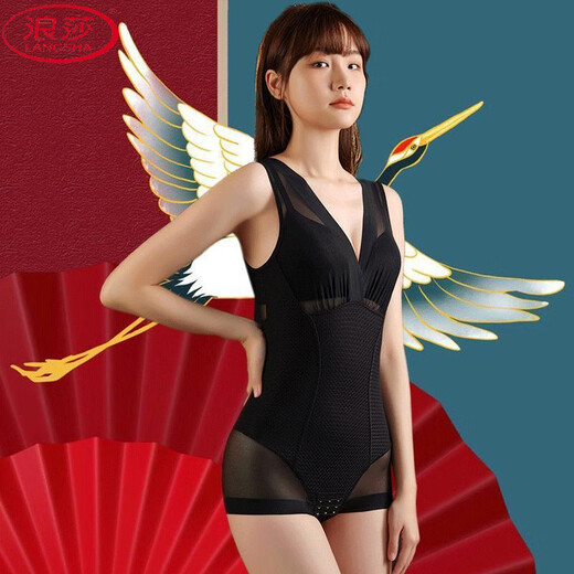LangSha (LangSha) powerful slimming new weight loss bundles, belly, sweat, body shaping, body beauty, body full body tight belly inner shape for women 1509 jumpsuits, skin color set XL 115-130Jin [Jin equals 0.5 kg]