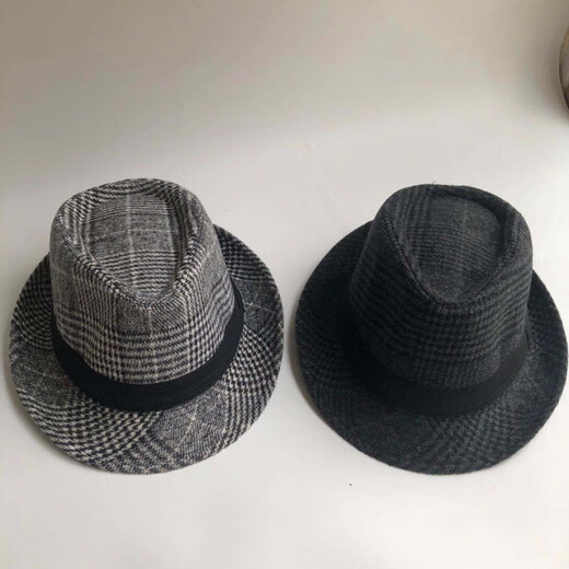 Qingyou Xu Wenqiang's same style hat, men's top hat Shanghai Tang Xu Wenqiang's same style British woolen jazz hat for middle-aged and elderly people, solid color woolen-black, adult version 58cm