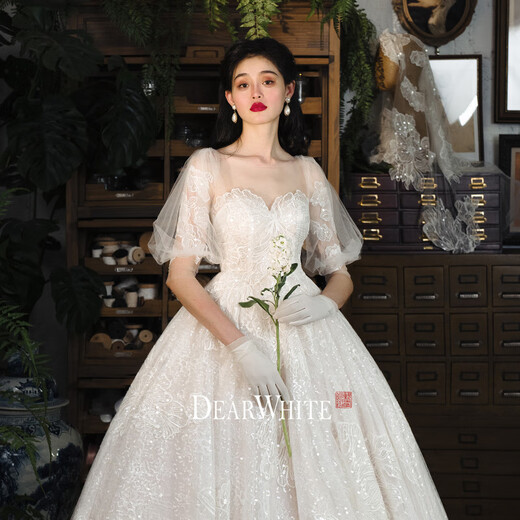 Dearwhite Love White <Huayin> Vestido de novia de encaje de la industria pesada Textura de la novia francesa Vestido de compromiso Huayin 丨 S _165