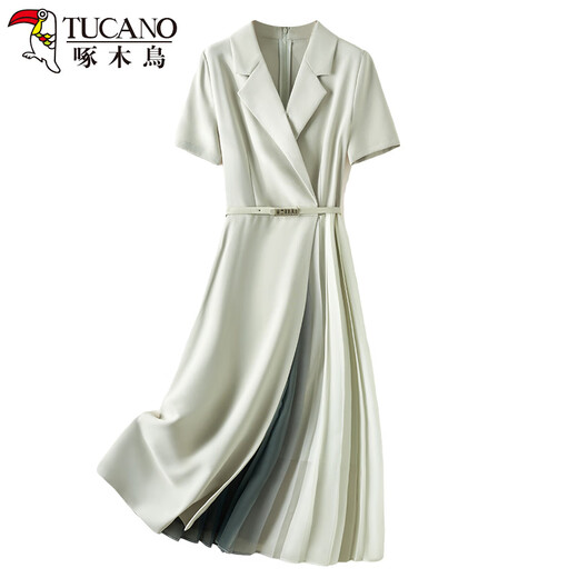 Woodpecker Haimi Campeer Suit Falda para mujeres 2025 Summer NUEVA TEMPERAMENTO PROFESIONAL Falda de ocasión formal Vestido beige Cinturón gris gratis S 85-105Jin [Jin es igual a 0,5 kg]