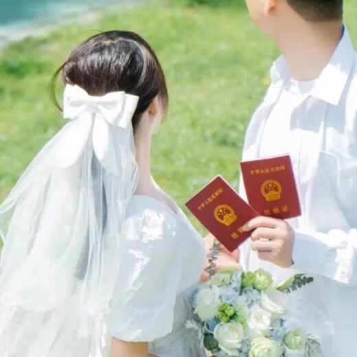 Jingli Jingda Bailu same style high-end fluffy gauze bridal veil female super fairy certificate registration photo bow bow proposal headdress white veil hairpin style