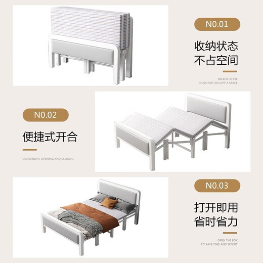 新颜值主义(免安装)折叠床单人床办公室午休床家用陪护床硬板床铁床YZC03 加粗加厚白色四折床1.2m宽