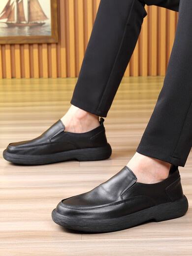 Safna wide-toe men's shoes, big feet bone leather shoes, casual leather shoes, men's soft sole spring and autumn wide-foot men's toe layer cowhide high-end trend brown-15051 genuine leather four-season shoes 43