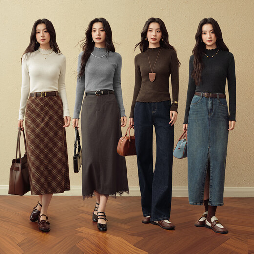 
Shifanli ('SEIFINI) [Basement of King of Lily of the Valley] Shifanli Wood Ears Half-Tree Neck Sweater 25 Autumn New Thin Sweater Women Extreme Gray L