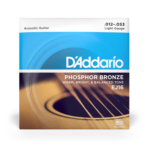 达达里奥（D'Addario）美产达达里奥哦EJ16EJ26系列民谣木吉他弦六根磷铜黄铜套弦 ej15 磷铜1047+擦布+dunlop拨片