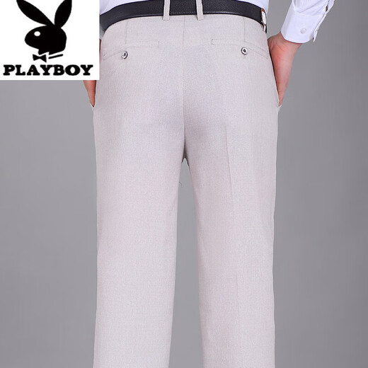 花花公子（PLAYBOY）高端夏季薄款双褶亚麻男士休闲裤父亲节礼物中老年高腰宽松长裤子 9930双褶黑色 32 2尺5腰围