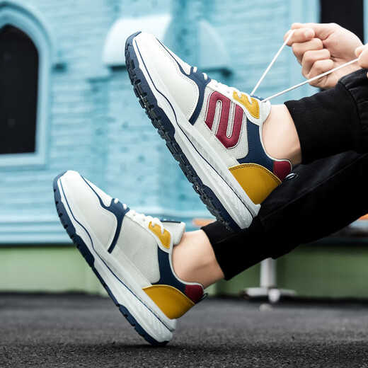 
Light luxury brand men's shoes mesh breathable and fashionable versatile Forrest Gump shoes men's trendy shoes non-slip wear-resistant sports casual shoes 9913 white 43