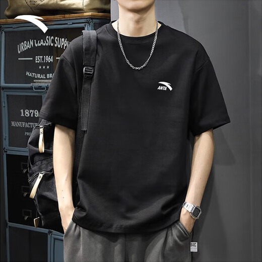 Anta Outlets casual short-sleeved T-shirt summer simple solid color round neck sports base shirt loose couple top