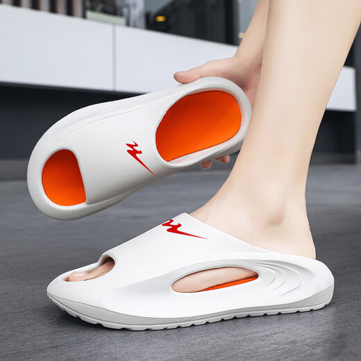 Doppelstar BA Special Wear Summer Pantoffers Herren-Outdoor-Kleidung 2024 Teenager im Freien dicker Sohle im Freien rutscht Unglück (LZ) WDSM-70483-2 Weiß Orange 42-43