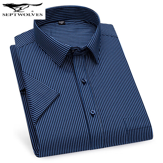 Sept loups 2025 Summer de la chemise à manches courtes pour hommes d'âge moyen pour les affaires usure formelle de qualité sans repasser la chemise haut de gamme de coton de qualité coton DX6623 38