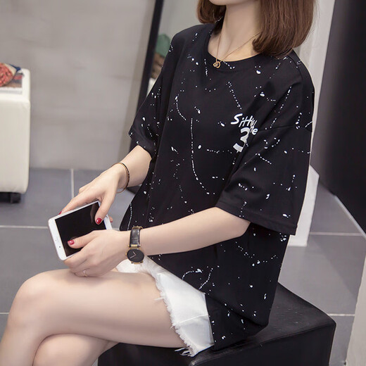 Pierre Cardin 2025 Sommer Neues reines Baumwoll-Kurzärmel-T-Shirt für Frauen mit großer Größe Fett MM Bauchabdeckung 200 Jin [Jin gleich 0,5 kg] Slim und Casual Vielseitige Top 9901 Gray Die beliebte leichte Luxusmarke M (ca. 80-95]