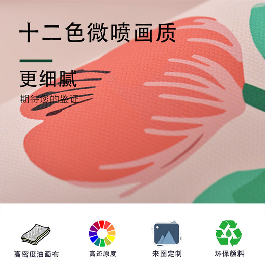 
Three-April Tiger hand-painted flowers, small fresh living room decoration painting, bedroom room hanging canvas, fabric mural hanging cloth background cloth 12804 black oak color hanging ears optional red brown, default brown color 70cmx100cm (picture size)