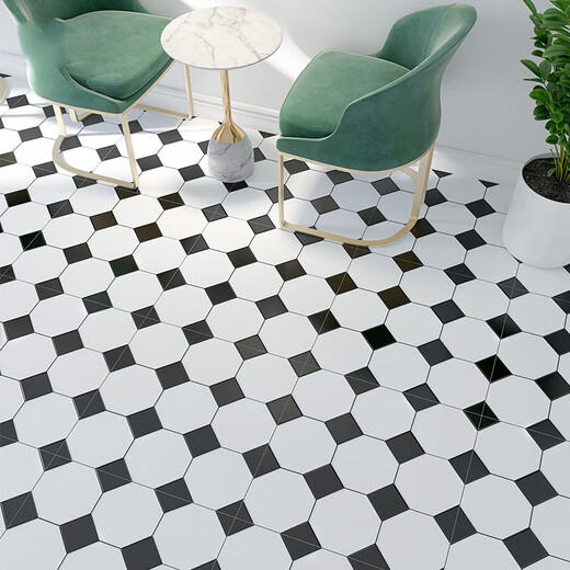 All-Ceramic Nordic 60*60 Schwarz-Weiß-Blumenfliesen-Restaurant-Bekleidungsgeschäft Badezimmer Anti-Rutschgeschäft Kee-resistente Bodenfliesen 6627 600*600