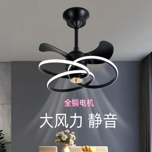 欧普2025年新款隐形吊扇灯大风力家用餐厅饭厅卧室电风扇一体吊灯静音 9227/白60CM变频遥控+直接语音声