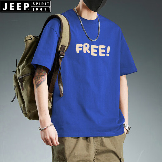 Jeep Spirit Heavy Gewicht reine Baumwolle kurzärmeliges T-Shirt für Herren Sommer-Ins Trendy Marke LOSSLOSE VERSATILE DRUCKETZUNG FORTSCHLUSSBEHALTEN UND CLASSIGKEITSELNELD T-SHIRT WHITE-1585-UNTER/HELLEL-100% RUISER Baumwolle [Empfohlen 90-15jin [Jin gleich 0,5 kg]]