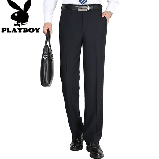 Playboy (Playboy) Nuevos pantalones casuales de seda de seda de verano de verano pantalones sueltos de cintura alta de mediana edad de mediana edad F9901# azul marino 33 (2 pies 6 cintura circunferencia)
