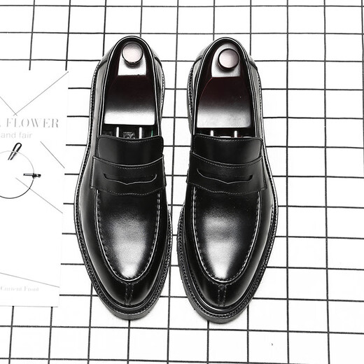 
Ruan Dai (RUANDAI) Doudou shoes men's trendy British style lazy loafers business formal wear breathable casual leather shoes 9715-D black 38