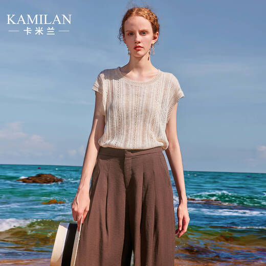 Kamilan Hollow Lose Mode Frauenpullover 2025 Sommer Neues Design Ärmel und schickes Top Off White S