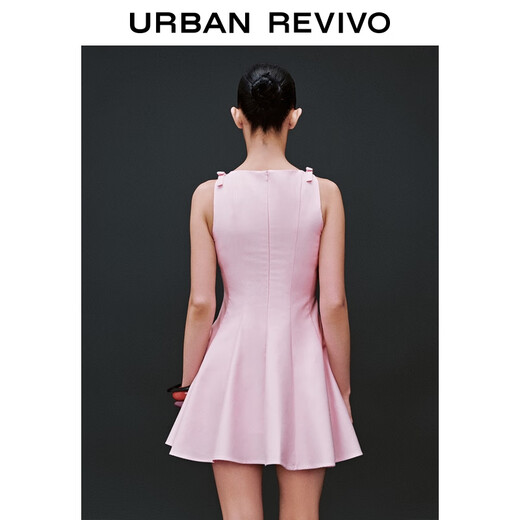 
UR2025 summer new women's bow tie waist-closed ultra-short sleeveless dress UWG750167 light pink XL